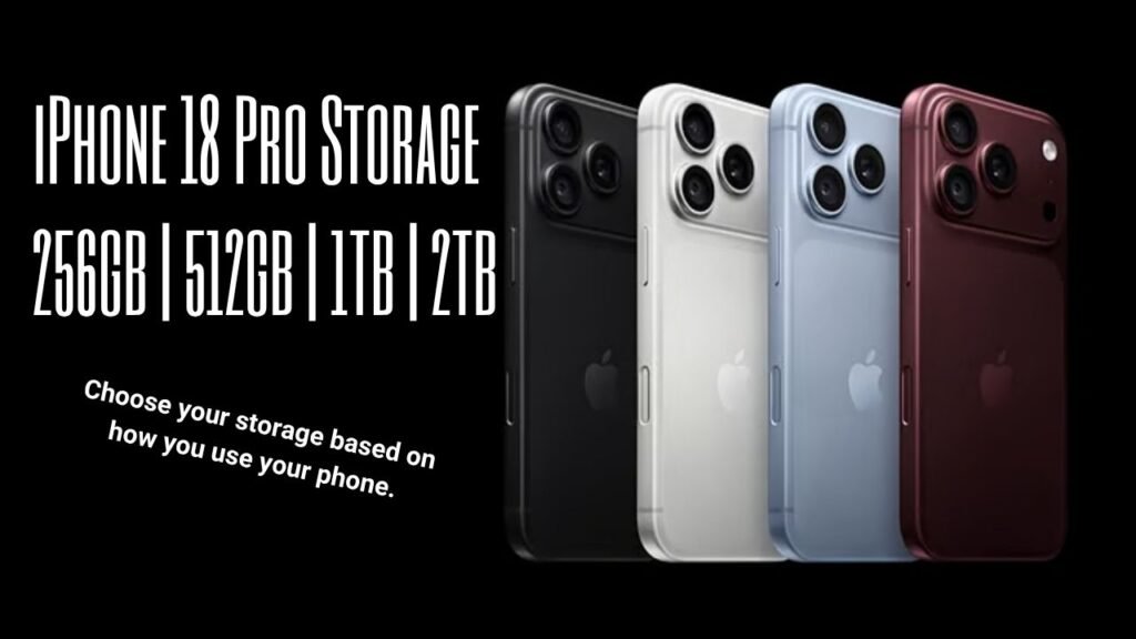 iPhone 18 Pro storage options 256GB 512GB 1TB and 2TB