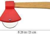 Axe Pizza Cutter with Bamboo Handle and Sharp Rotating Blade