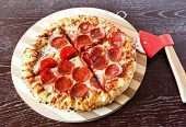Axe Pizza Cutter with Bamboo Handle and Sharp Rotating Blade