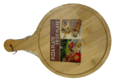 Bamboo Wooden Serving Plate Round Flat Fruit Pizza Serving Board Tray Plate with Handle