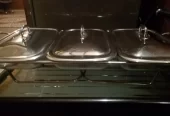 Serving glass dish stand with candle warmer 3 in 1