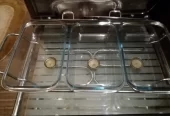Serving glass dish stand with candle warmer 3 in 1