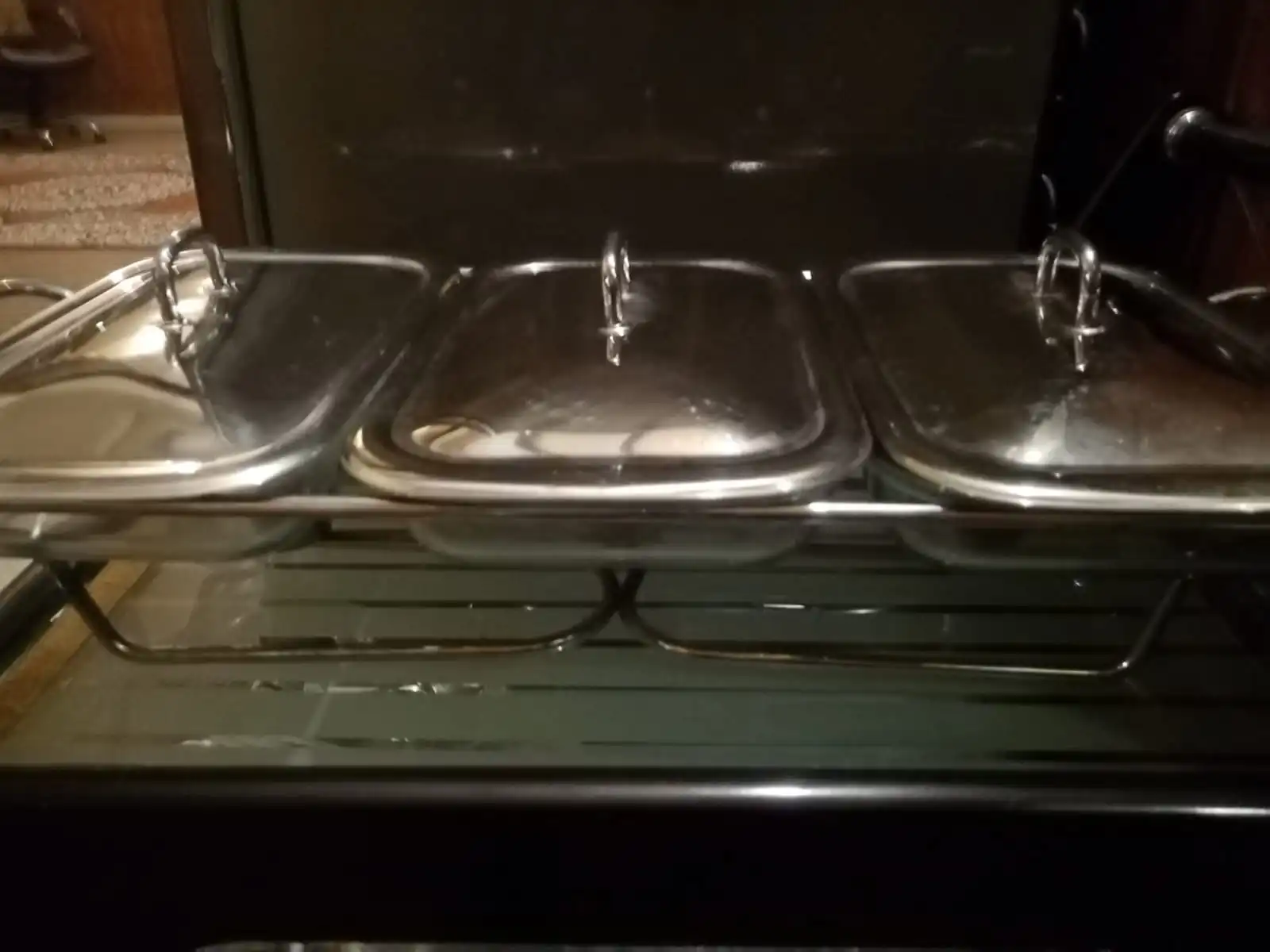 Serving glass dish stand with candle warmer 3 in 1
