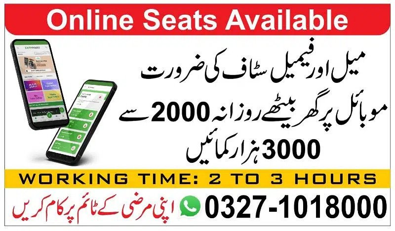 Male and females staff required Office work and Online Work