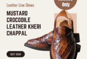 Mustard crocodile leather kheri chappal
