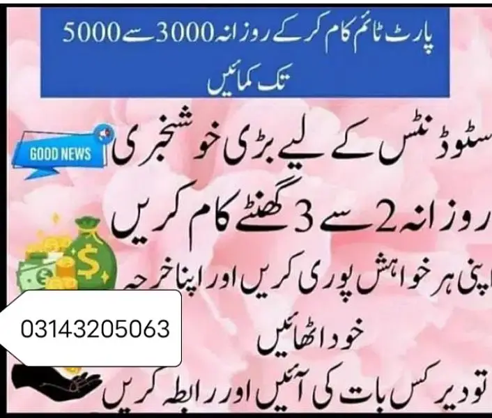 Home Based, Full time Part time Job (Students / Males & Fem