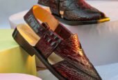 Maroon crocodile leather kheri chappal