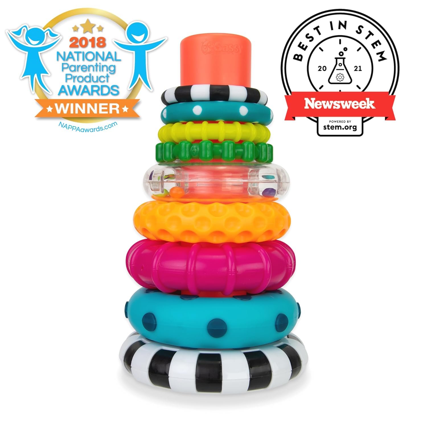 Sassy Stacks of Circles Stacking Ring STEM Learning Toy, Age