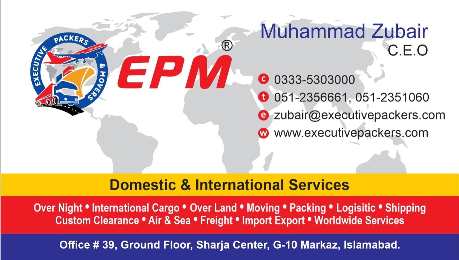 Executive Packers & Movers International cargo service