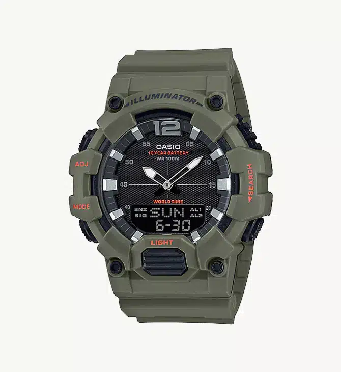 Casio HDC‑700‑3A2V – Rugged Green Analog‑Digital World Time