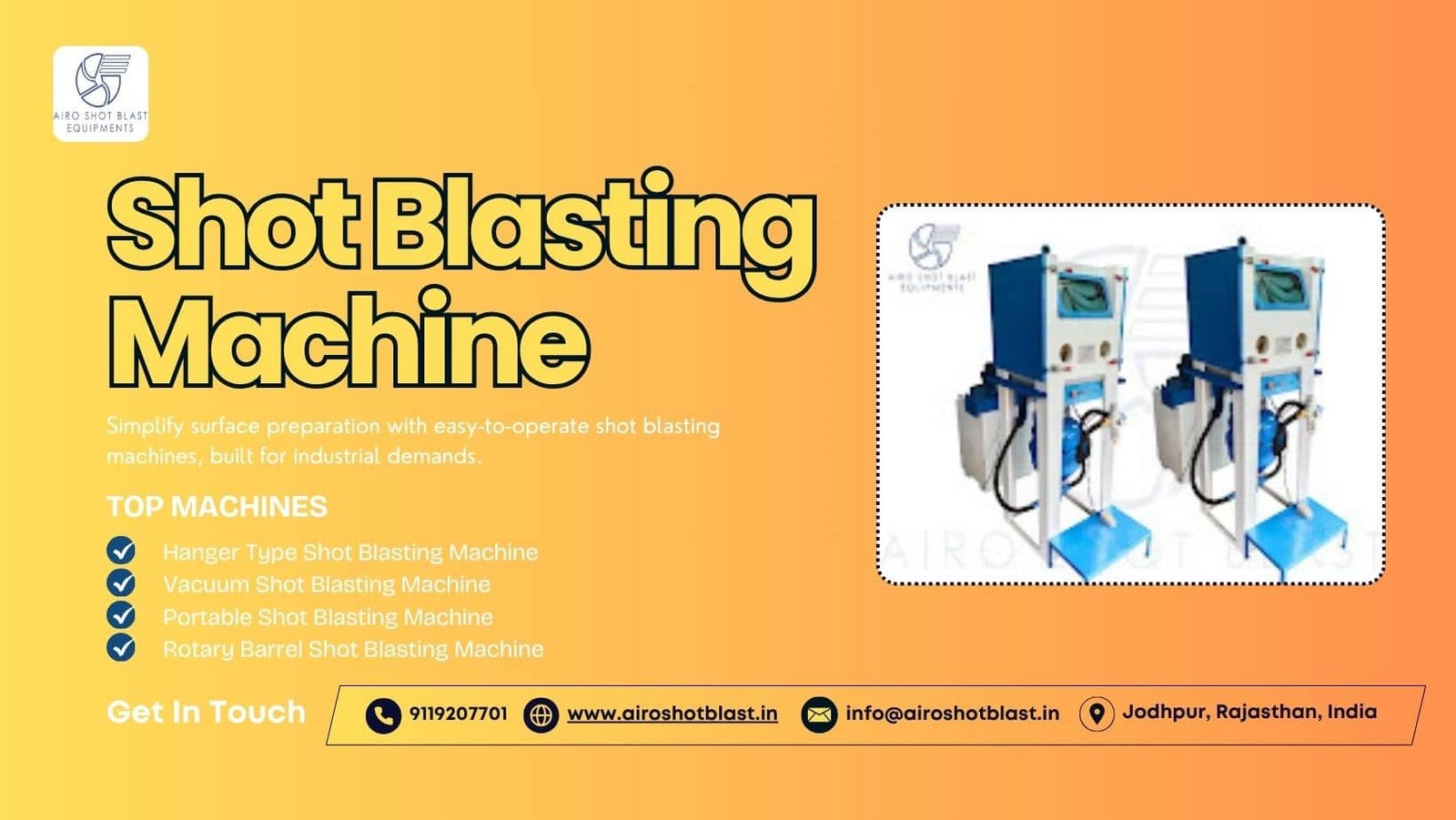 Innovative shot blasting machine manufacturers in India