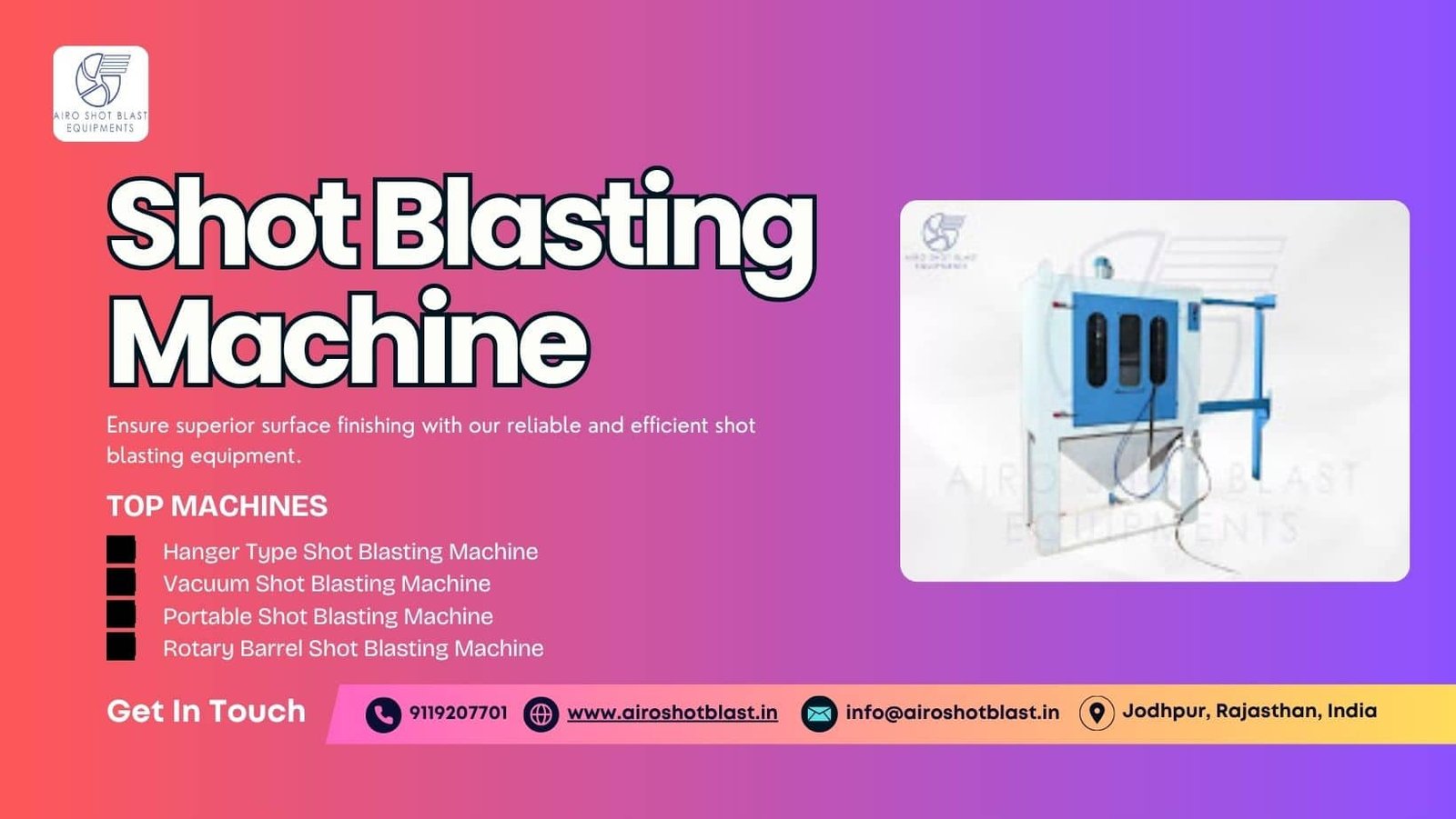 Innovative shot blasting machine manufacturers in India