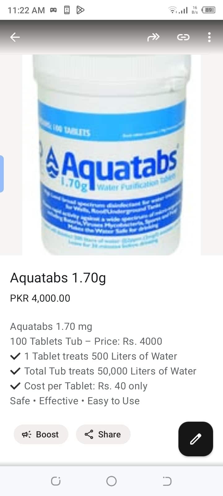 Water purification tablets