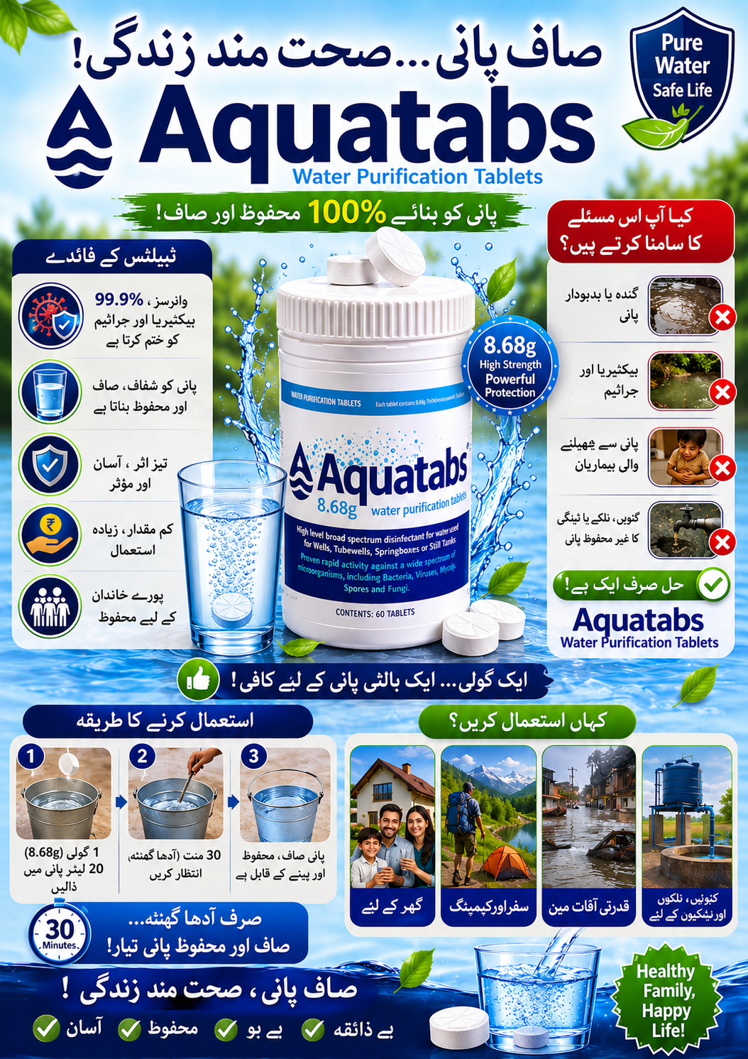 Water purification tablets