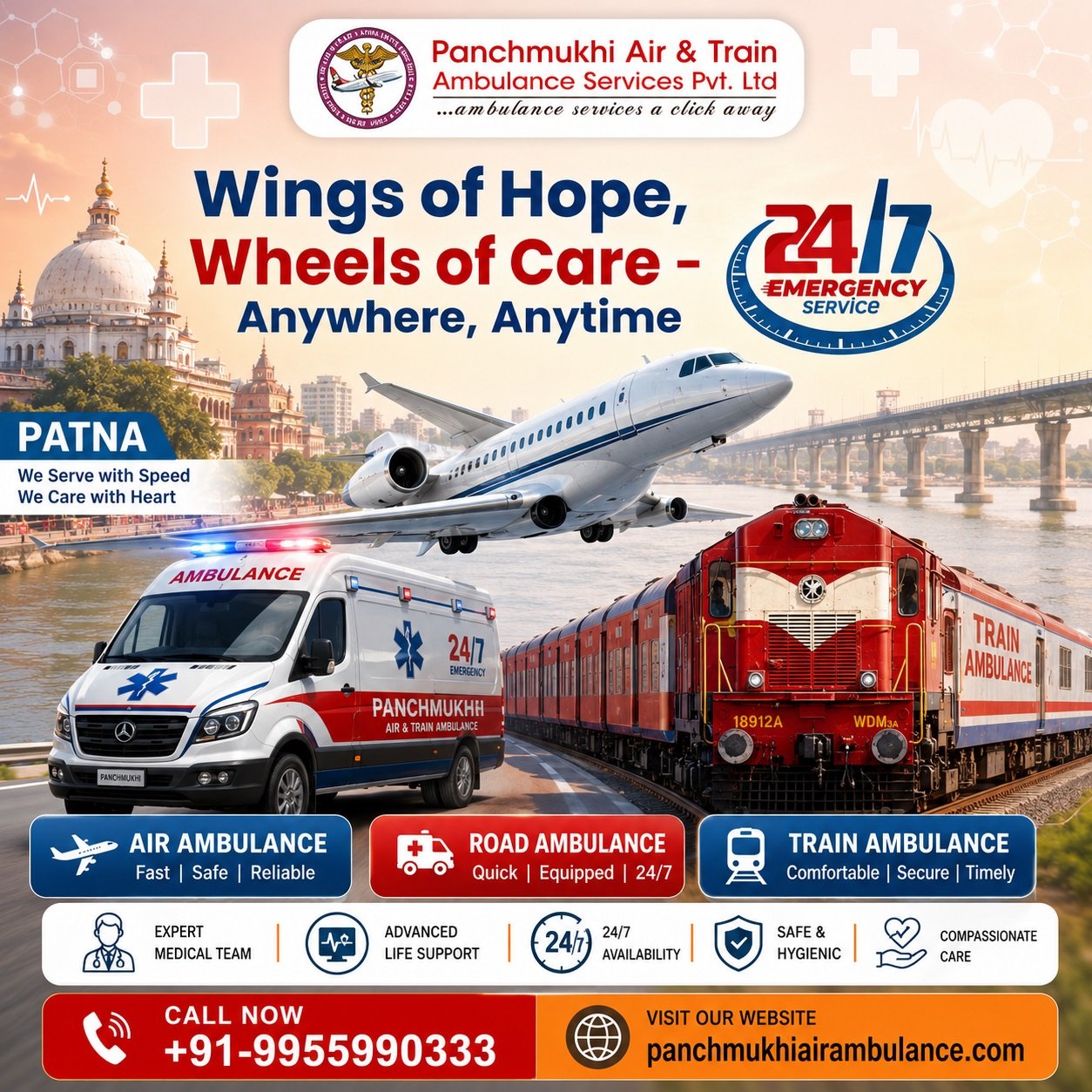 Panchmukhi Affordable Air Ambulance Service in Patna