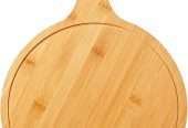 Bamboo Wooden Serving Plate Round Flat Fruit Pizza Serving Board Tray Plate with Handle