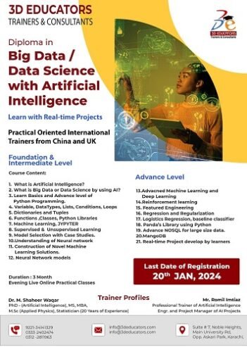 Diploma in Big Data / Data Science with AI –