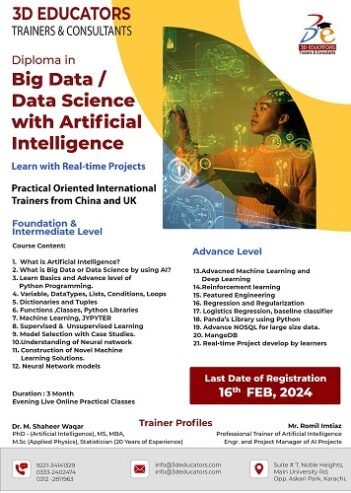 Diploma in Big Data / Data Science with AI – Artificial Inte