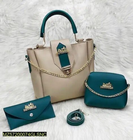 Women’s PU Leather plain Handbag, Pack of 3