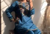 2pcs women’s stitched linen sequins embroidered suit
