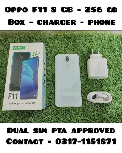 OPPO F11 8 gb RAM & 256 GB WITH BOX AND CHARGER DUAL SIM APPROVE