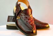 Maroon crocodile leather kheri chappal
