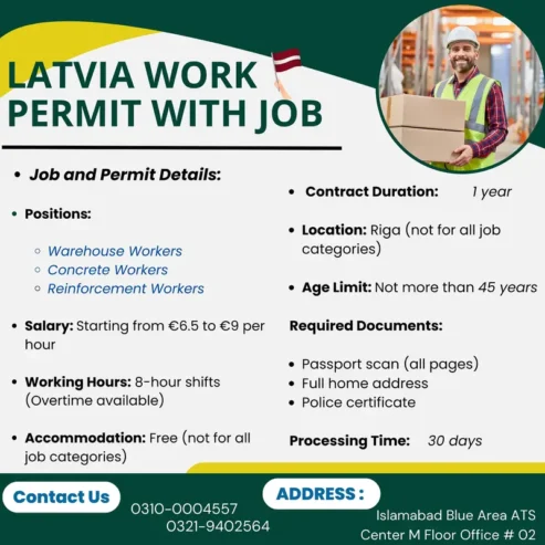 JOB OFFER LATVIA WORK PERMIT WITH JOB