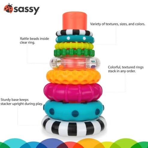 Sassy Stacks of Circles Stacking Ring STEM Learning Toy, Age