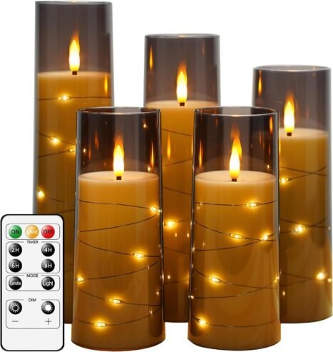 Flameless LED Candles with Timer 5 Pc Flickering Flameless C