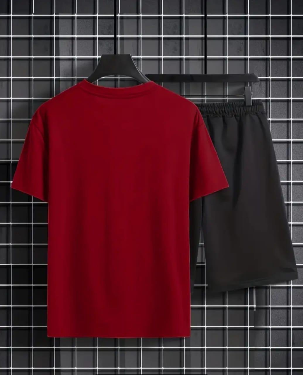 2 Pcs Men’s Polyester Printed T-Shirt & Shorts Tracksuit