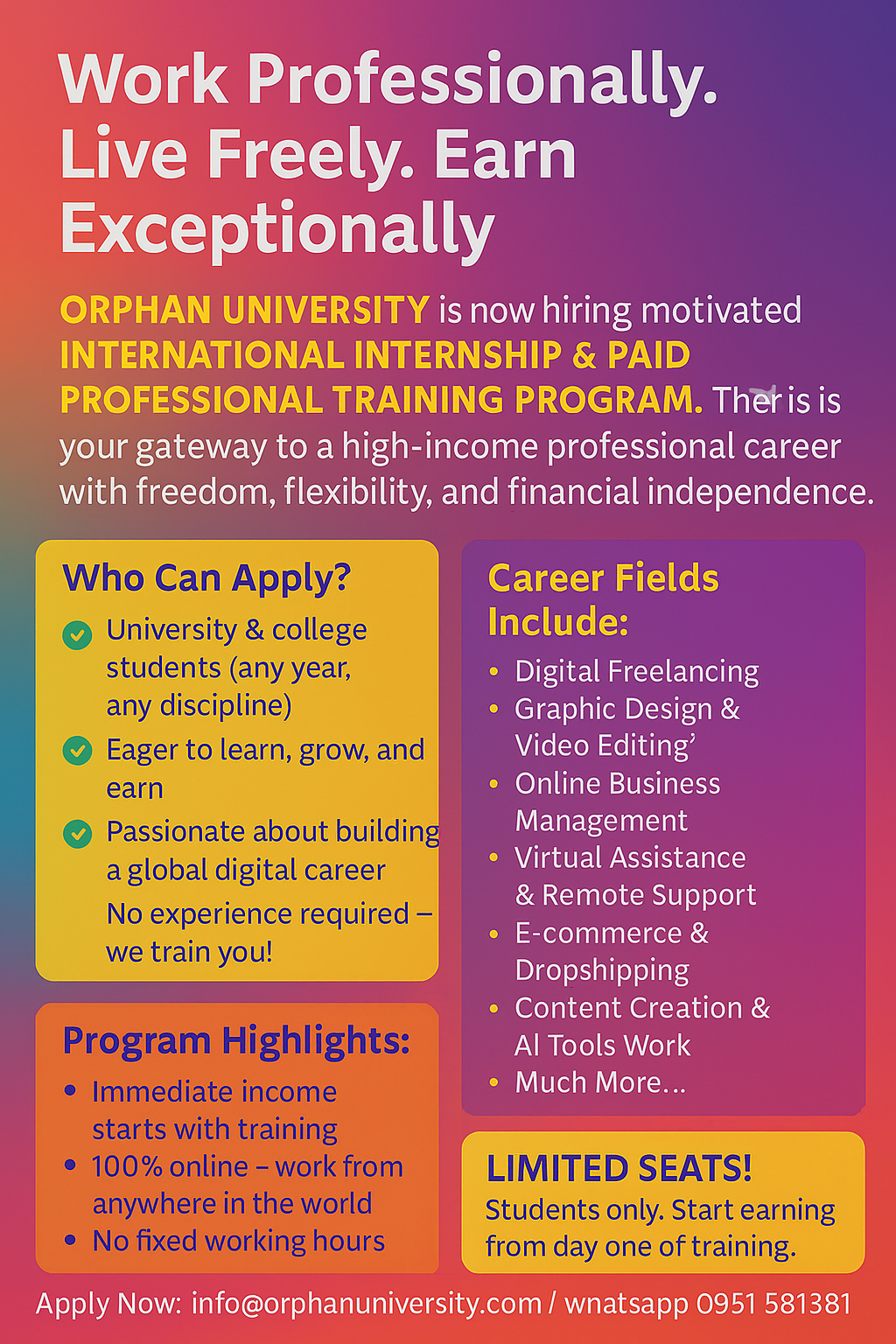 International Internship & Paid Training Opportunity