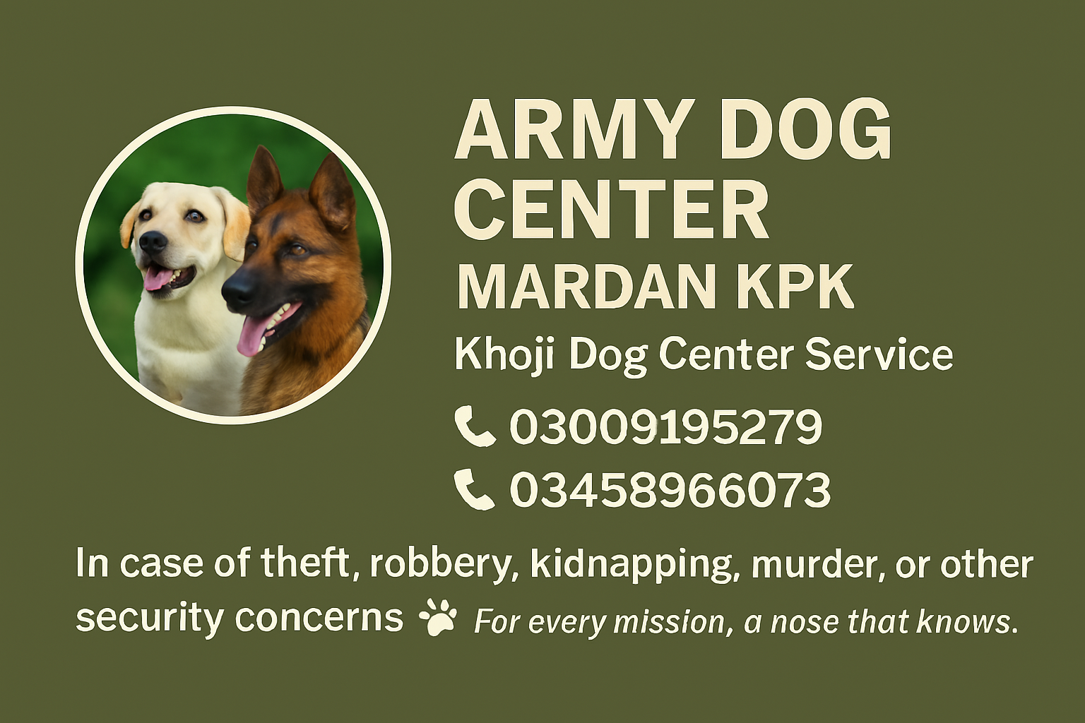 ARMY DOG CENTER MARDAN 03459033016 | KHOJI DOG IN MARDAN
