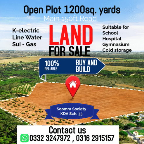 Plot 600sq. yards Plot For Sale at 150ft Main Road Soomro Society