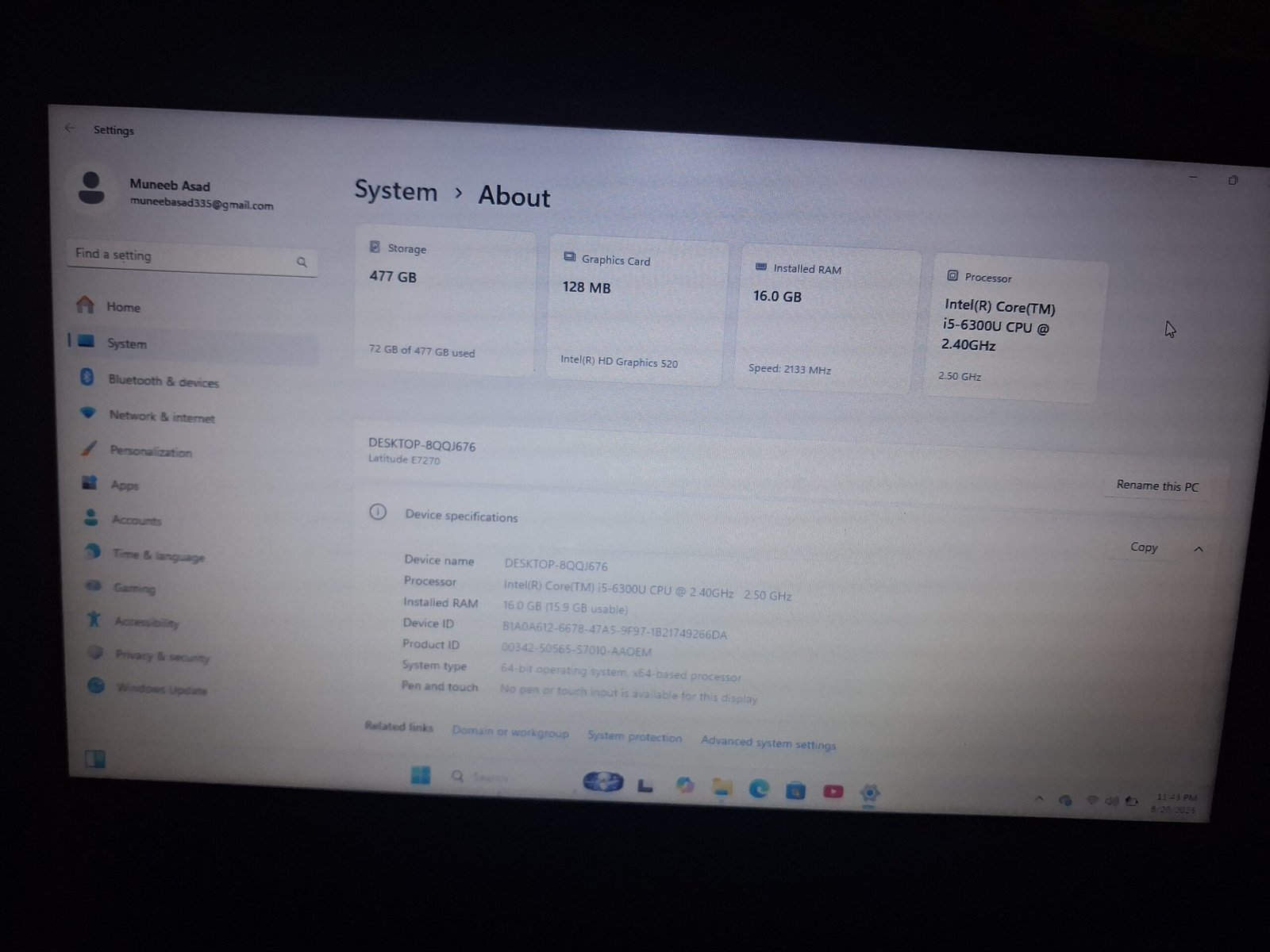 DELL LAPTITUDE E7270