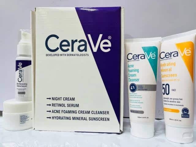 CeraVe 4-in-1 Skincare Kit – Cleanser, Serum, Sunblock