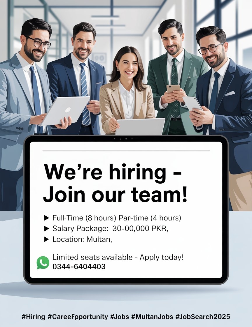 We’re Hiring – Full-time & Part-time Staff (Multan)