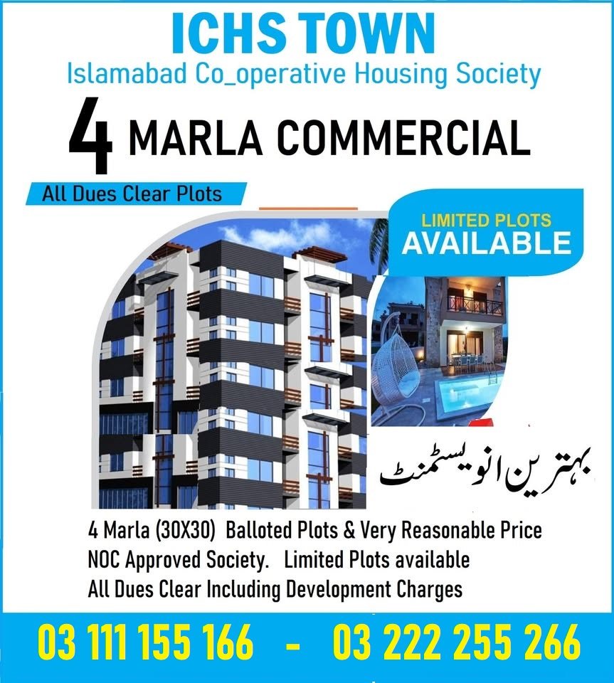 ICHS 4 Marla Commercial plot for sale. all dues clear