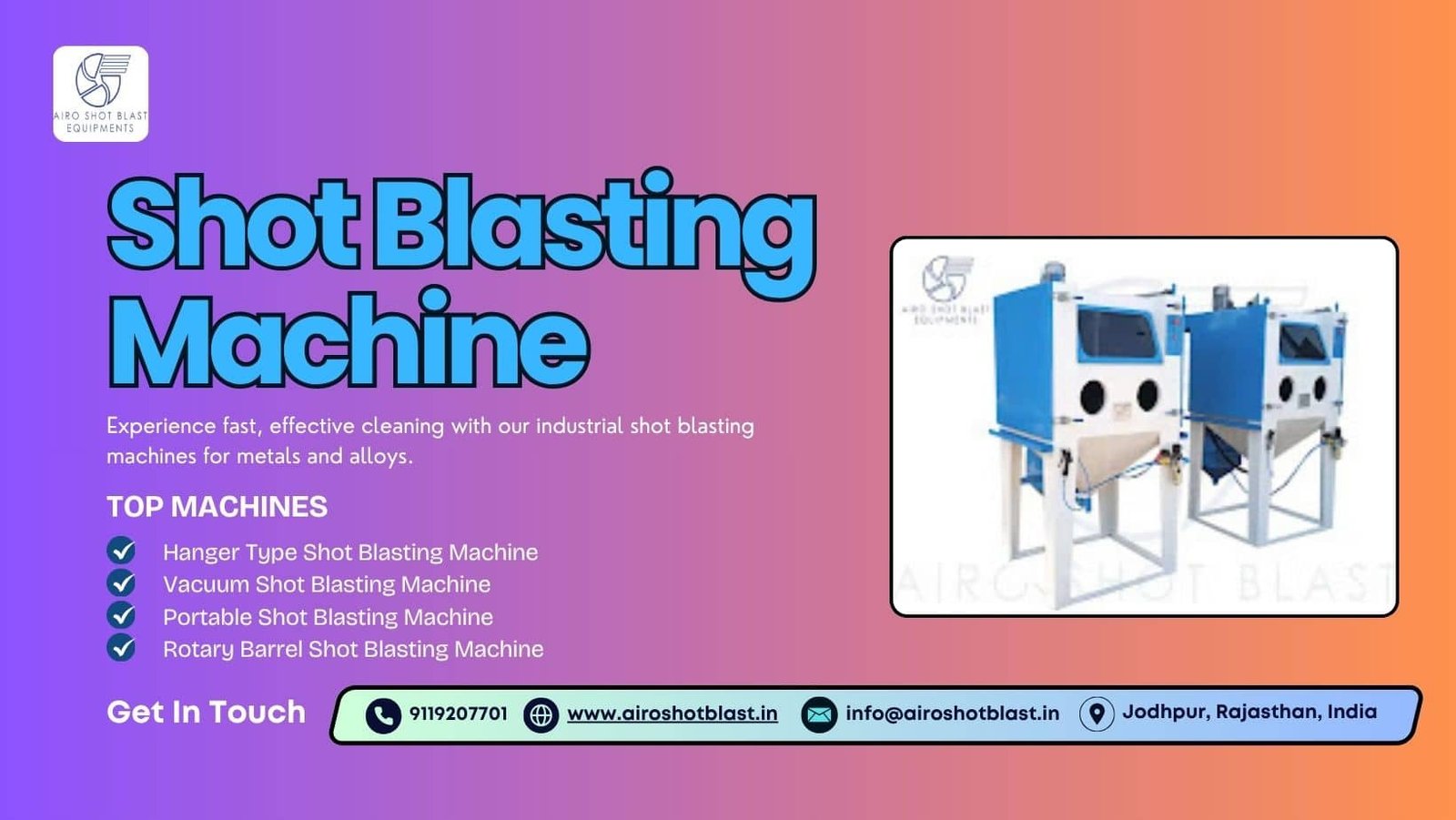 Innovative shot blasting machine manufacturers in India