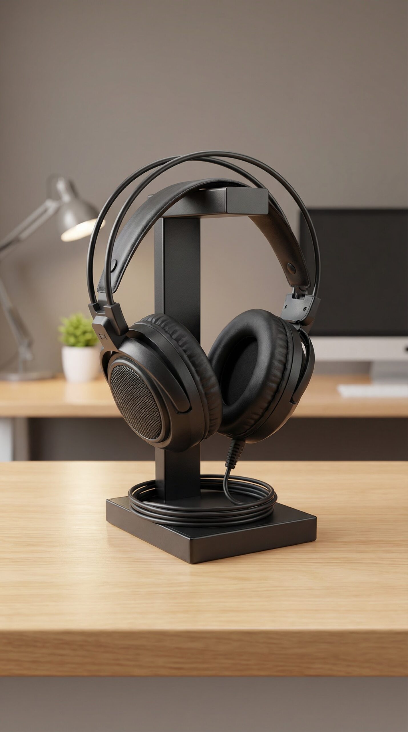 🎧 Personalized Black Hardwood Headphone Stand