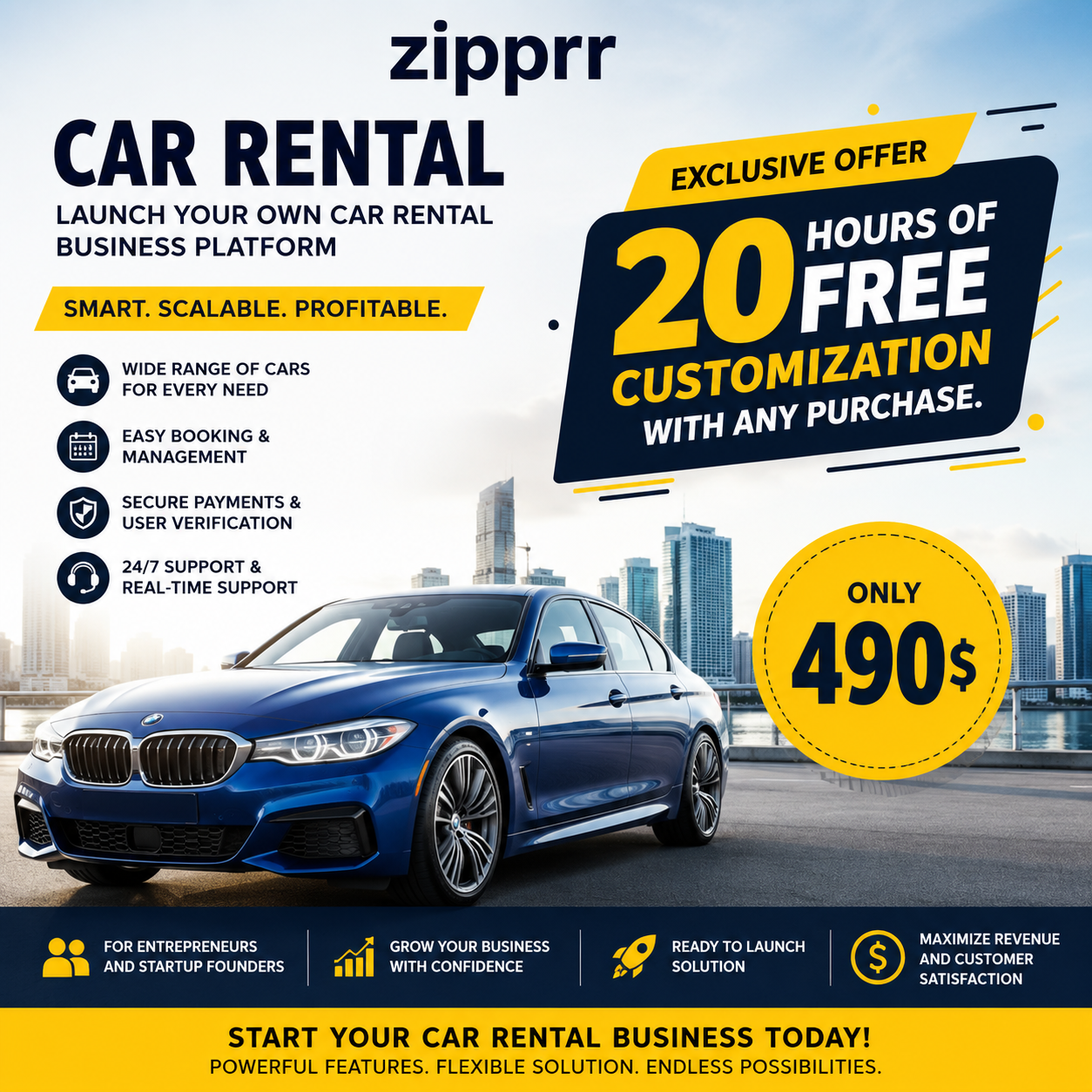 Zipprr Car Rental Clone β $490 | Ready-Made Vehicle Rental M